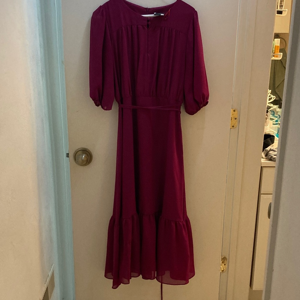Maison Tara Deep pink Long Sleeve Dress